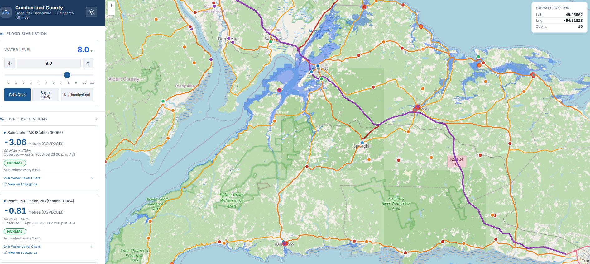 Cumberland County Flood Mapping Dashboard screenshot